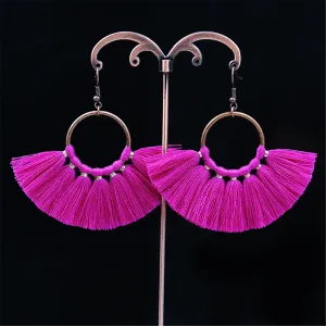 Rose Polyster & 18K Gold-Plated Fan Tassel Drop Earrings