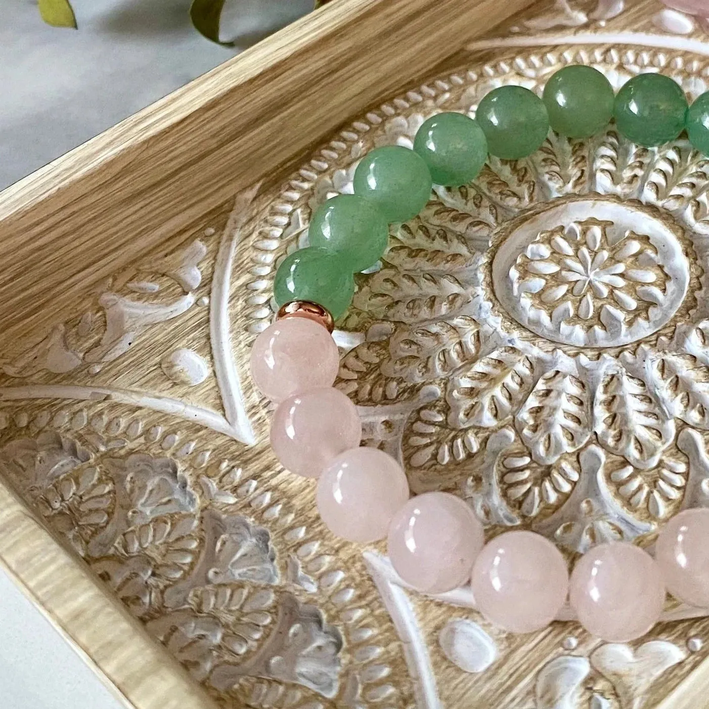 Rose Quartz & Jade Beaded mala healing Bracelets