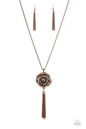 Rosy Redux Copper Rose Flower Paparazzi Necklace