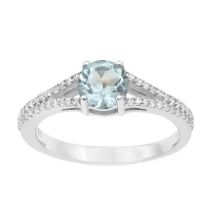 Round 0.85 Ctw Blue Topaz Birthstone 925 Sterling Silver Cluster Women Ring