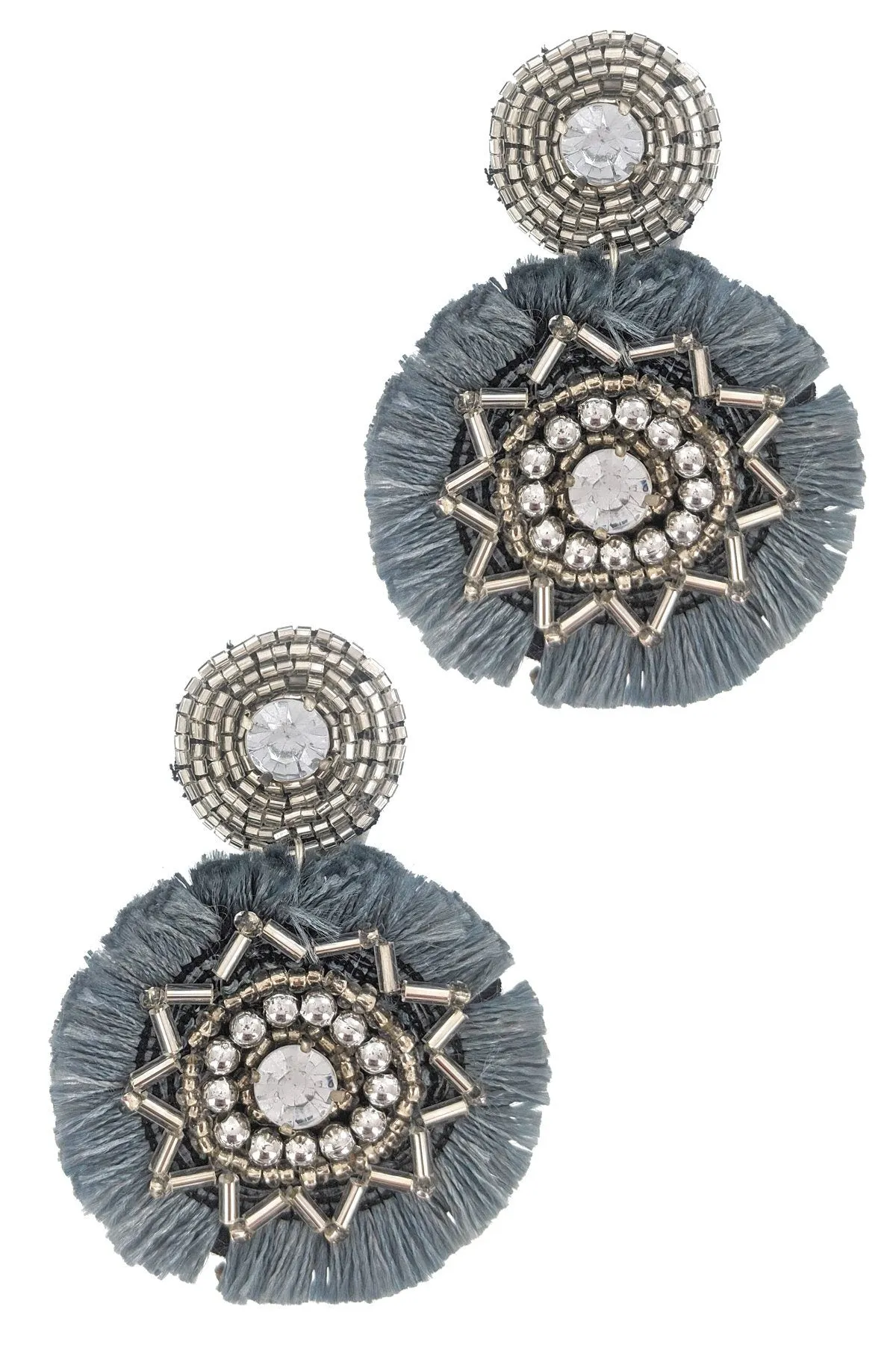 Round Beaded & Tassel Drop Earring
