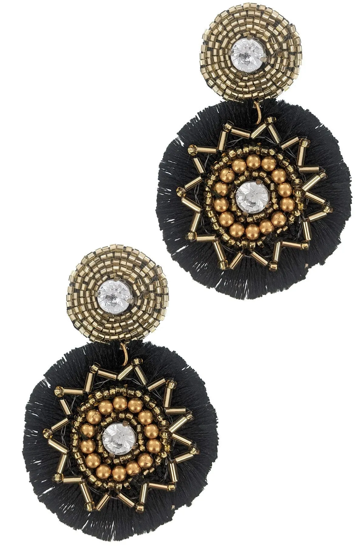 Round Beaded & Tassel Drop Earring