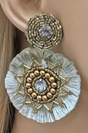 Round Beaded & Tassel Drop Earring