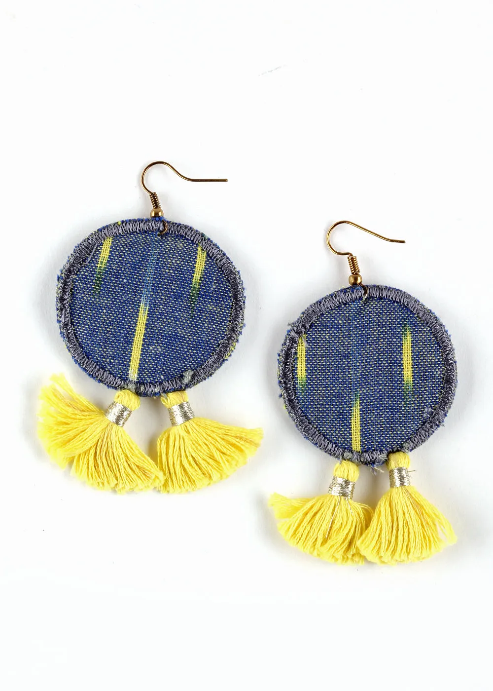 Round Tassel Ikat Drop Earrings