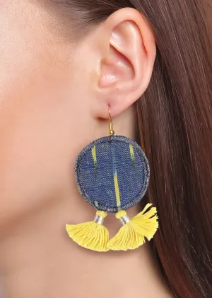 Round Tassel Ikat Drop Earrings