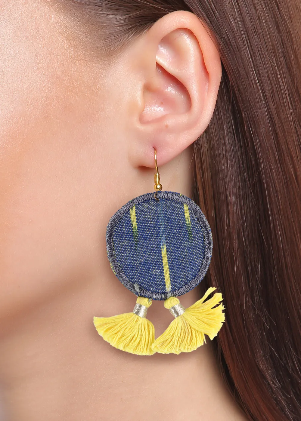 Round Tassel Ikat Drop Earrings