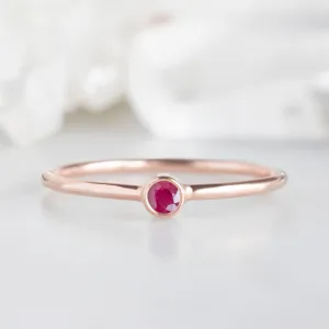 Ruby Birthstone Stacking Ring | 10K Rose Gold