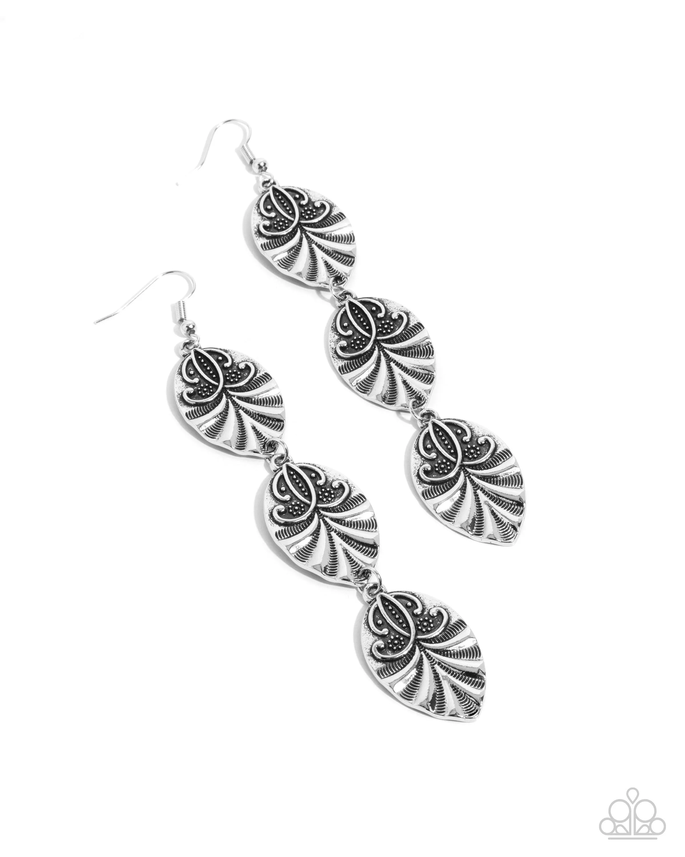 Rustic Range - Silver - Leaf Paparazzi Fishhook Earrings