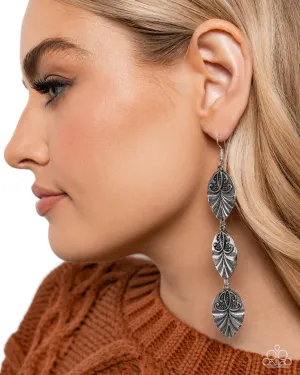 Rustic Range - Silver - Leaf Paparazzi Fishhook Earrings