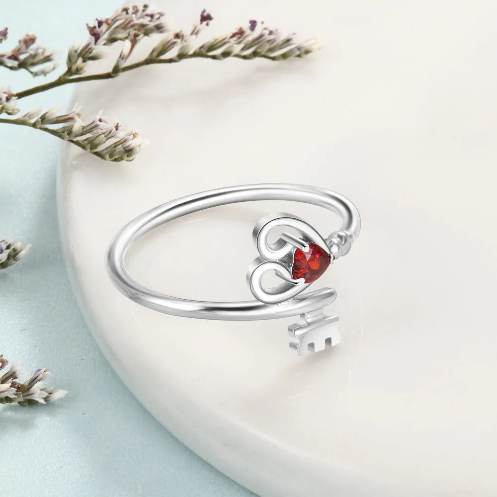 S925 Heart Shape Birthstone Rings