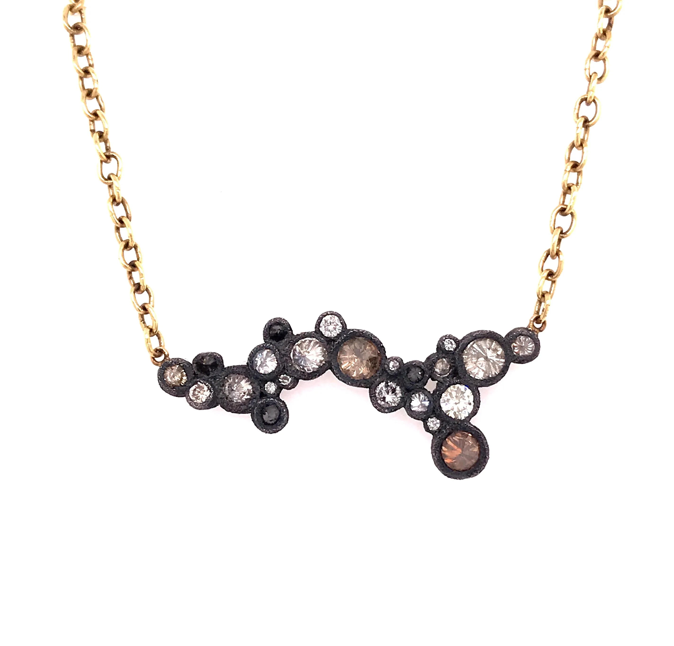 Scattered Bezel Set Diamond Necklace