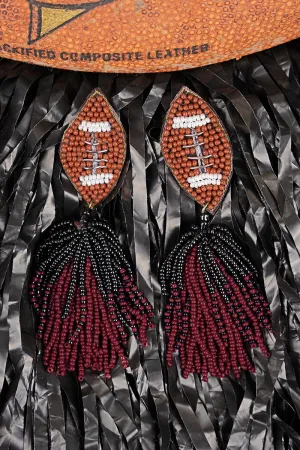 Score The Win Deep Red and Black Seed Bead Earrings