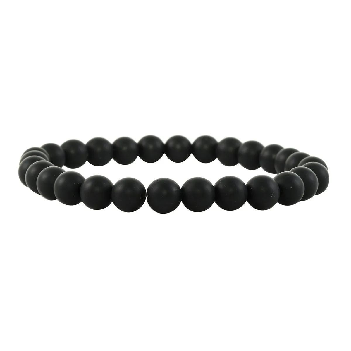 Set of 2 BLACK ONYX & BLACK ONYX The Lord's Prayer Stretch Beaded Bracelets