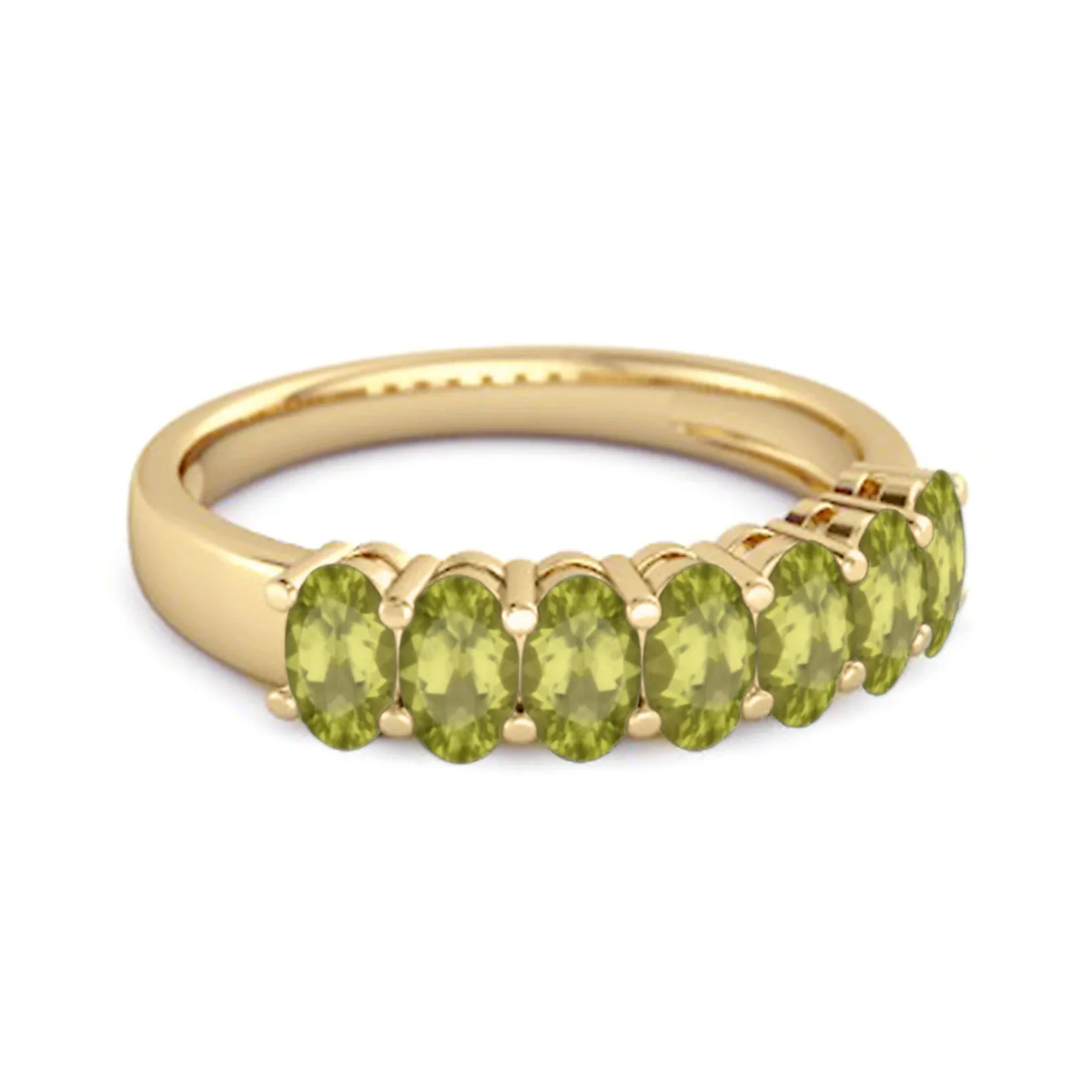 Seven Stone Peridot Half Eternity 925 Sterling Silver Ring