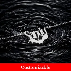 Shadowed Wings: Personalized Gothic Bat Pendant Necklace