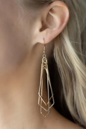 Shape Shifting Shimmer - Gold - Geometric Paparazzi Fishhook Earrings