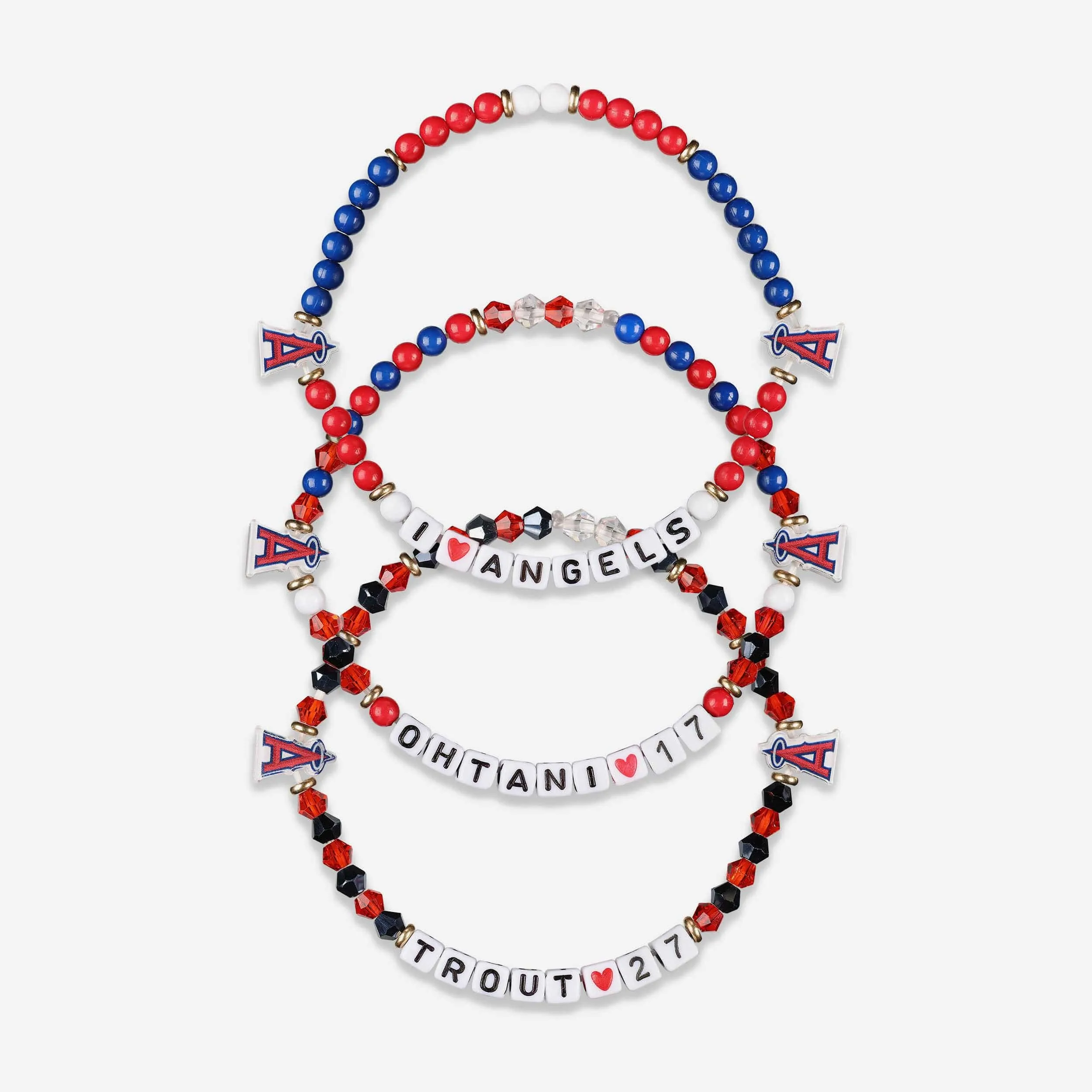 Shohei Ohtani & Mike Trout Los Angeles Angels 3 Pack Player Friendship Bracelet