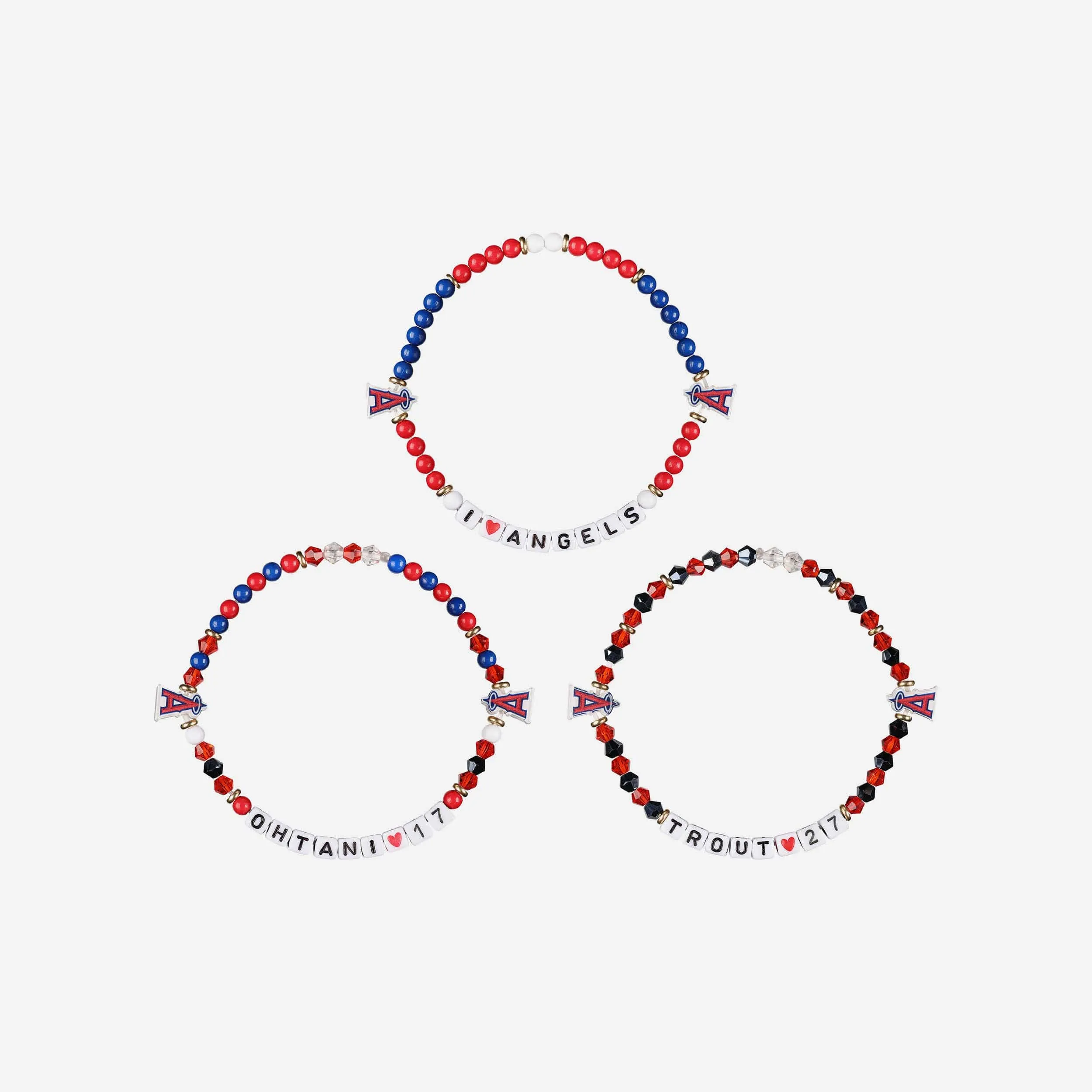 Shohei Ohtani & Mike Trout Los Angeles Angels 3 Pack Player Friendship Bracelet