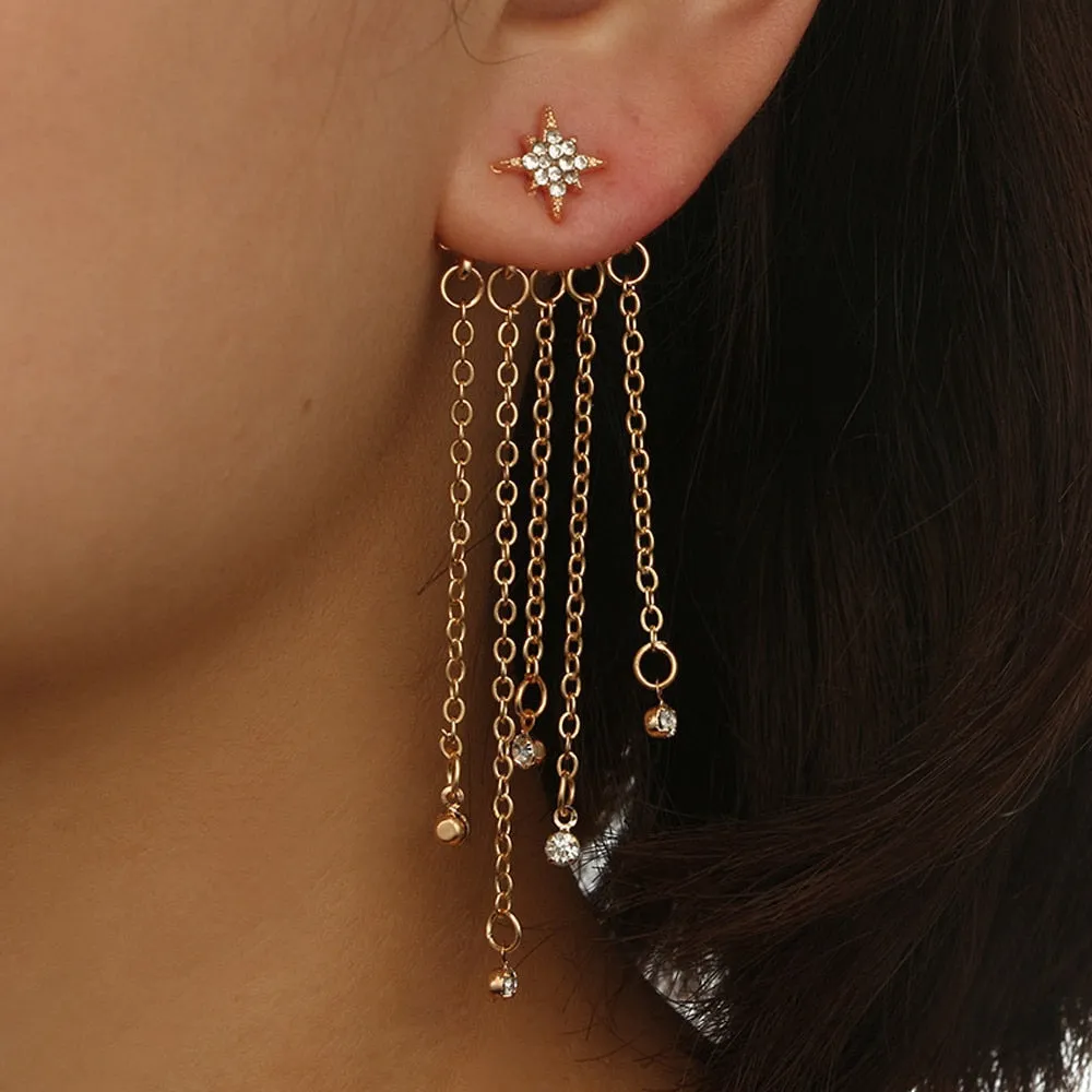 Shooting Star Tassel Dangle Earrings