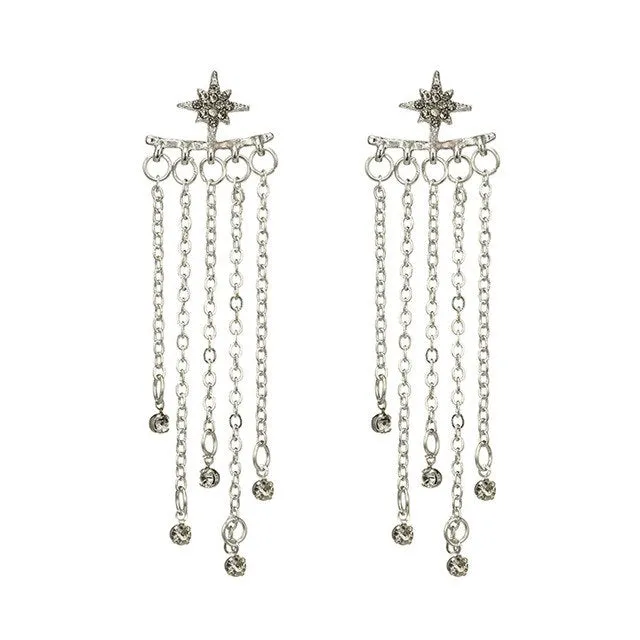 Shooting Star Tassel Dangle Earrings