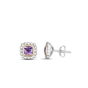 Silver & 18K Gold Prosecco Quadra Amethyst Studs