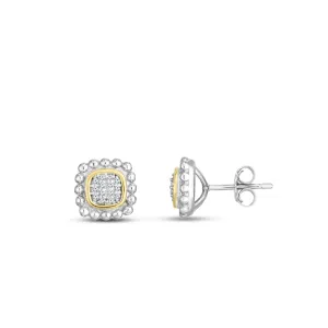 Silver & 18K Gold Prosecco Quadra Diamond Studs