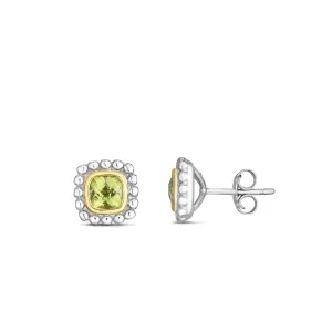 Silver & 18K Gold Prosecco Quadra Peridot Studs