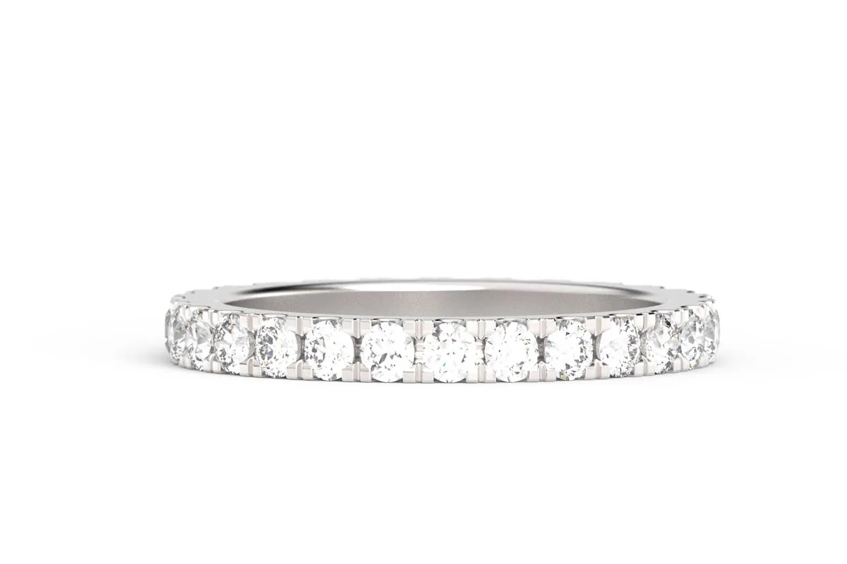 SILVER BIRTHSTONE ETERNITY PAVE STACKING RING