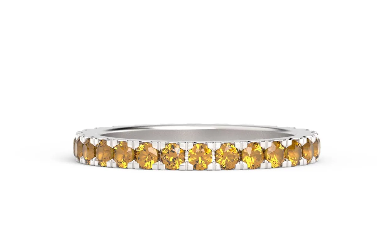 SILVER BIRTHSTONE ETERNITY PAVE STACKING RING