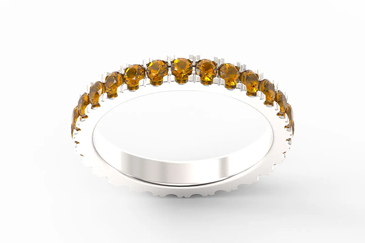 SILVER BIRTHSTONE ETERNITY PAVE STACKING RING