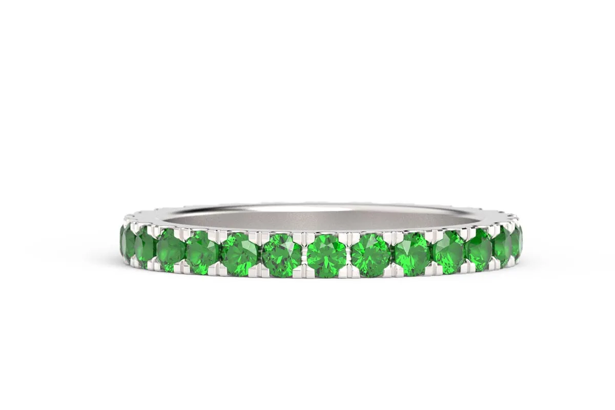 SILVER BIRTHSTONE ETERNITY PAVE STACKING RING