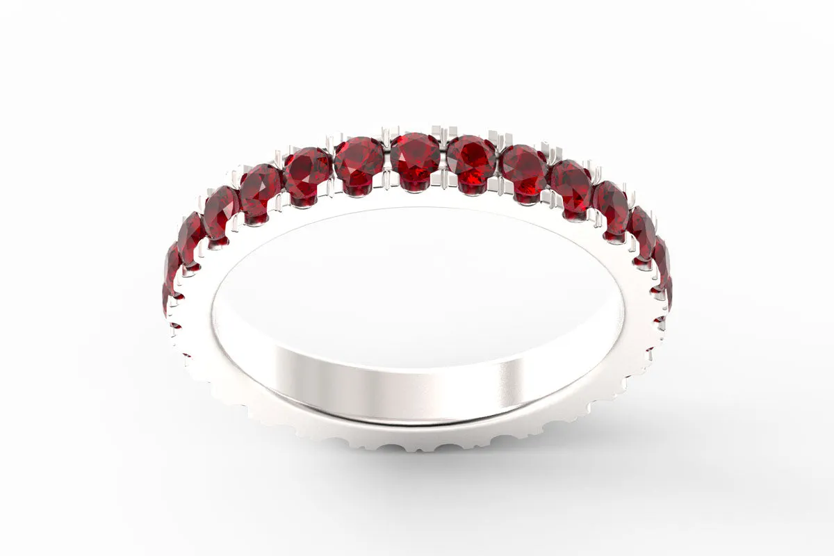 SILVER BIRTHSTONE ETERNITY PAVE STACKING RING