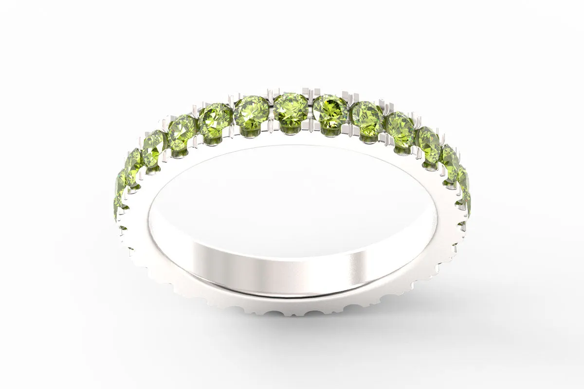 SILVER BIRTHSTONE ETERNITY PAVE STACKING RING