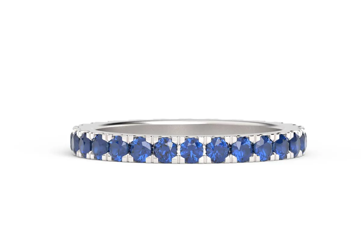 SILVER BIRTHSTONE ETERNITY PAVE STACKING RING