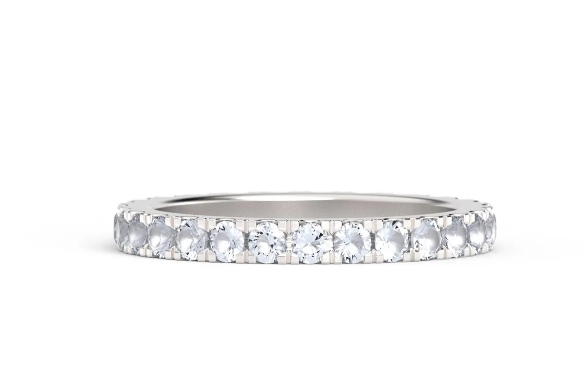 SILVER BIRTHSTONE ETERNITY PAVE STACKING RING