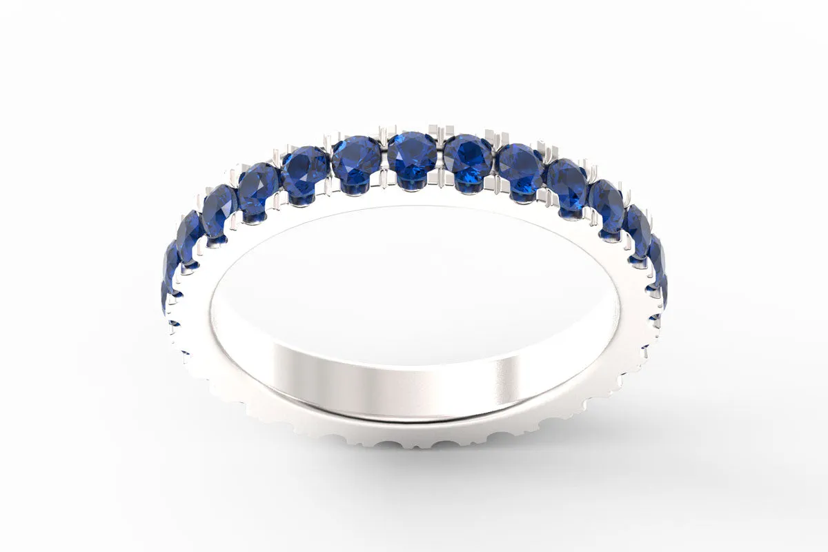 SILVER BIRTHSTONE ETERNITY PAVE STACKING RING