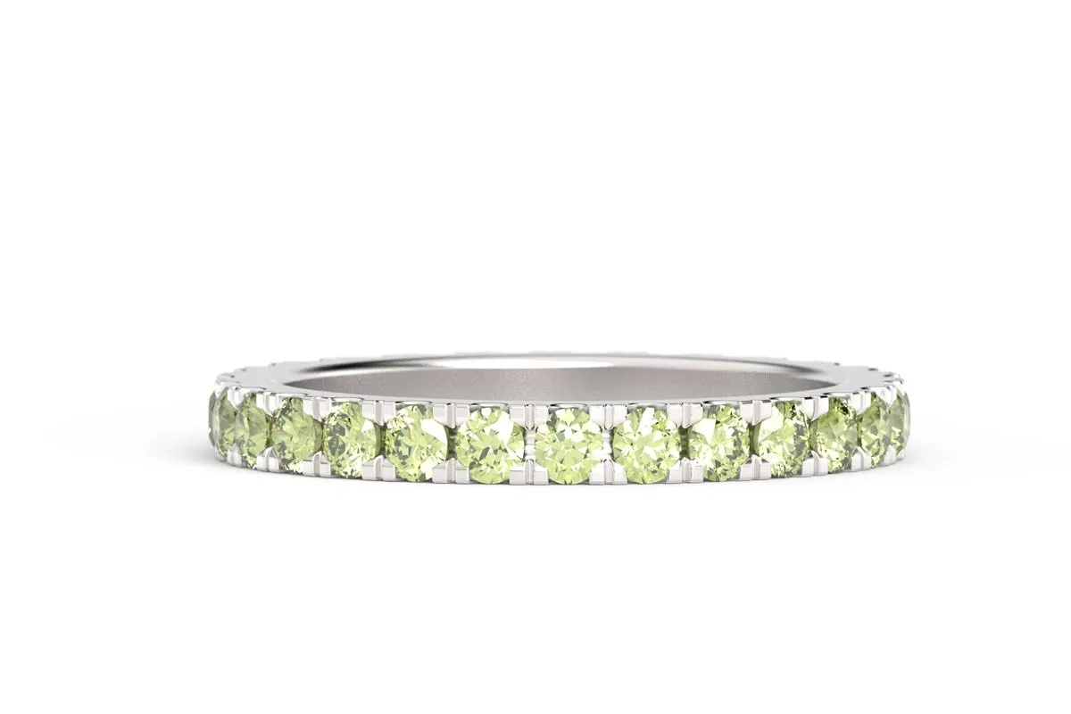 SILVER BIRTHSTONE ETERNITY PAVE STACKING RING