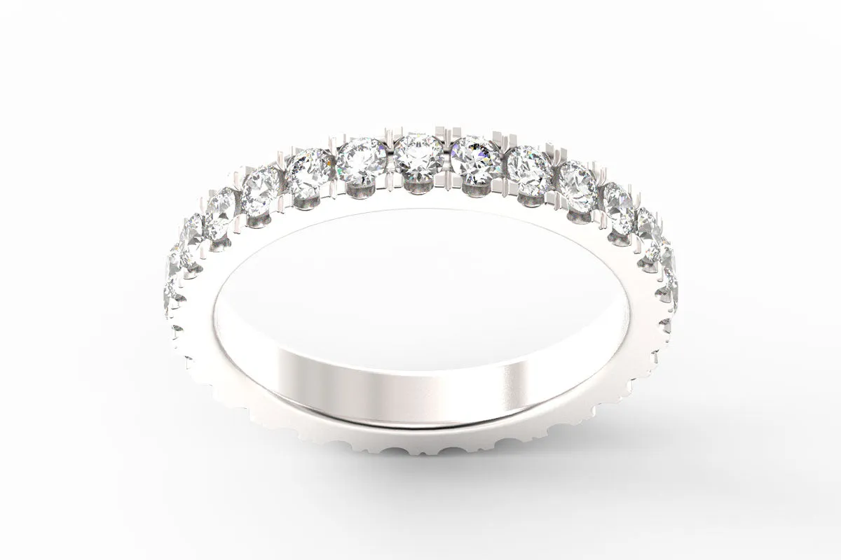 SILVER BIRTHSTONE ETERNITY PAVE STACKING RING