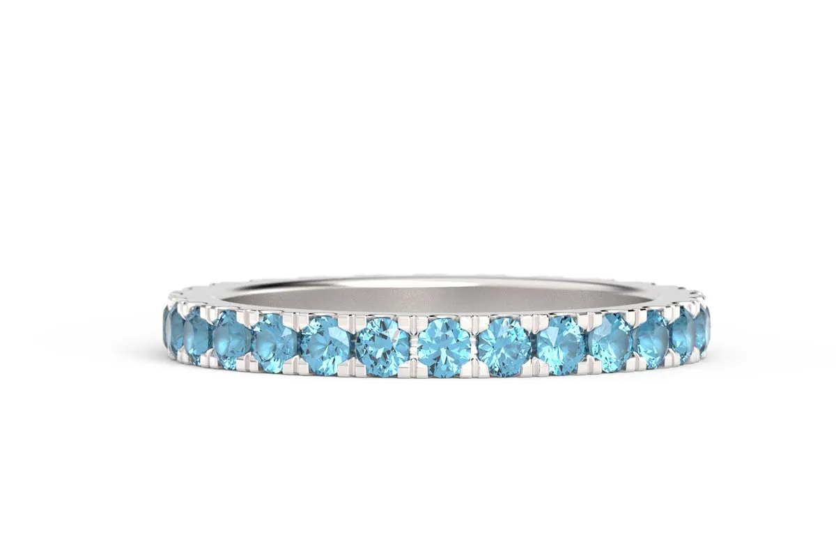 SILVER BIRTHSTONE ETERNITY PAVE STACKING RING