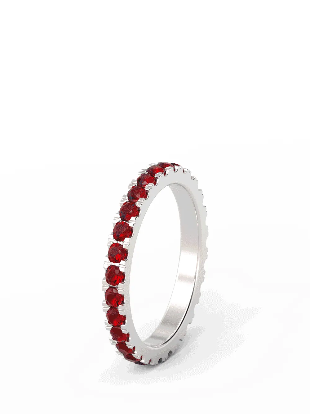 SILVER BIRTHSTONE ETERNITY PAVE STACKING RING