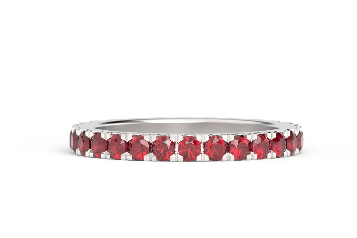 SILVER BIRTHSTONE ETERNITY PAVE STACKING RING