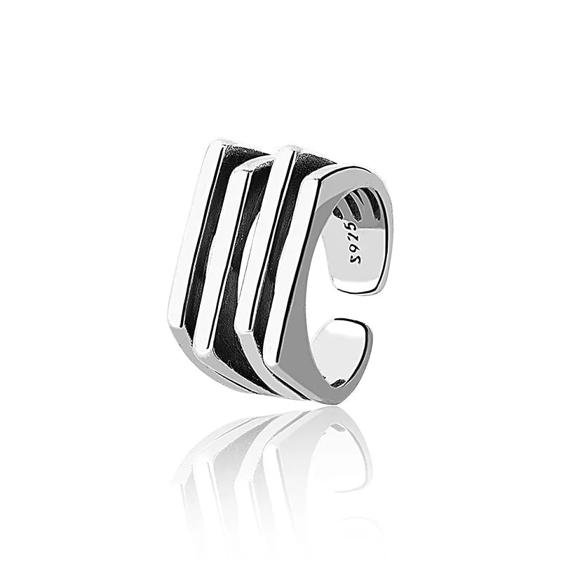 Silver Color Simple Geometric Rings  Women