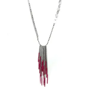 SILVER-FUCHSIA NECKLACES  #SC28992-1_SIL-FUCH (EF2)