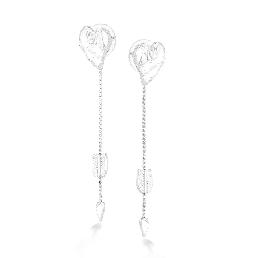 SILVER  HEART TASSEL EARRINGS #296SV3301