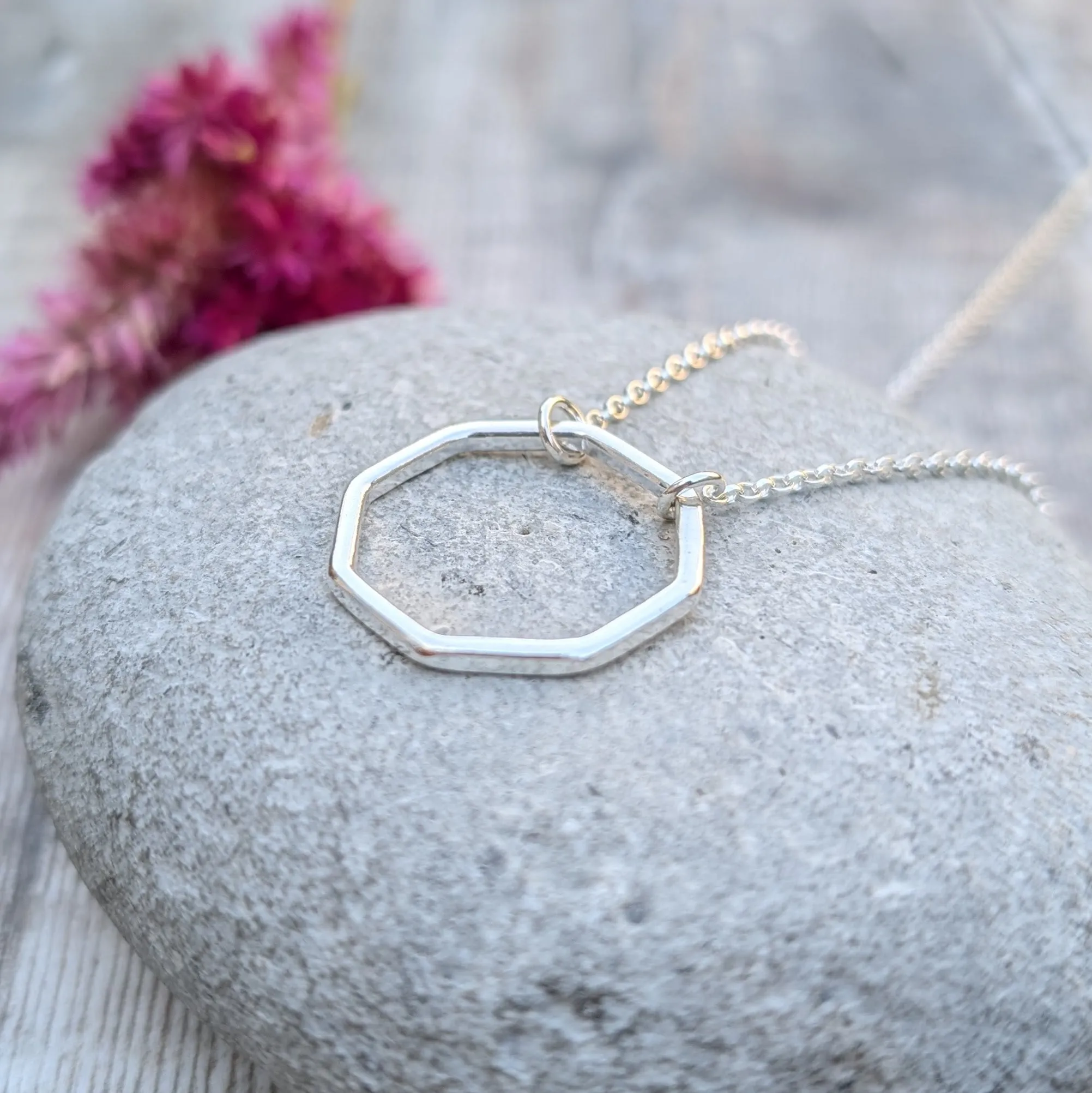Silver Necklace - Dandelion - Russian Ring - Octagon