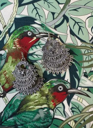 SILVER PEACOCK EARRINGS