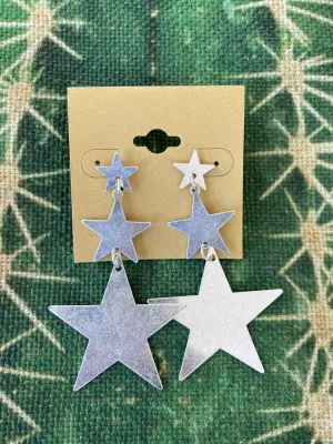 Silver Star Dangle Earrings