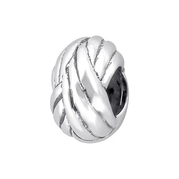 Silver Stripped Charm Bead
