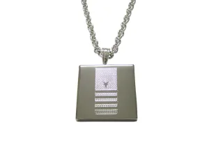 Silver Toned Etched Nautical Captain Rank Pendant Necklace