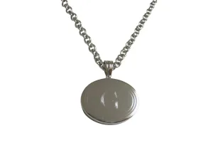 Silver Toned Etched Oval Letter G Monogram Pendant Necklace
